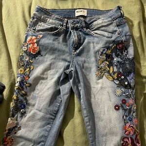 William Rast Floral Embroidered Skinny Jeans - Blue